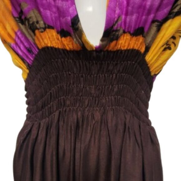 Halter Colorful Dress Summer Halter Dress in Purple and Orange Floral Print - Picture 4 of 16